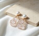 Floating Light Crystal Pearl Earrings - Image 2