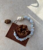 Deep Sea Baroque Pearl Blue Lace Agate Bracelet - Image 3