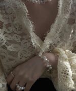 Floating Light | White Crystal Baroque Pearl Bracelet - Image 4