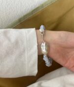 Deep Sea Baroque Pearl Blue Lace Agate Bracelet - Image 4