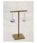 Deep Sea Blue Crystal Pearl Drop Earrings - Image 4
