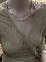 Soft Mist Geometric Wave Baroque Pearl Necklace - Image 6