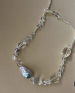 Luminous Drift | Baroque Pearl & Clear Quartz Statement Necklace - Image 4
