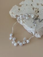 Soft Haze Collection | Geometric Wave Baroque Pearl Bracelet