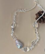 Luminous Drift | Baroque Pearl & Clear Quartz Statement Necklace - Image 5