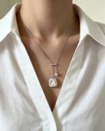 Soft Mist Petal Lariat Baroque Pearl Necklace