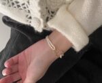 Soft Mist Collection | Double Loop Baroque Pearl Bracelet - Image 8