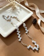 Soft Mist Geometric Wave Baroque Pearl Necklace - Image 9